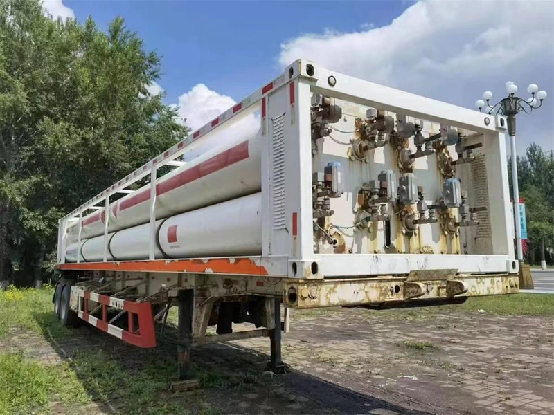 Remorque de remorques de r&eacute;servoir de gaz de camion de GNC de 3 essieux 6 tubes pour le transport de gaz naturel